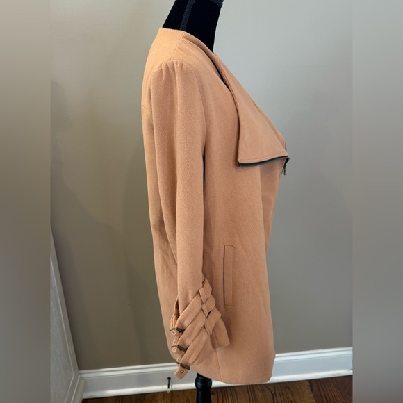 Women’s TWELVE By ONTWELFTH Camel collarless zip front jacket- Size Medium - Picture 4 of 10